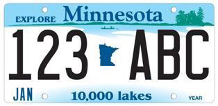 Here are examples of standard and specialized license plates in Minnesota: