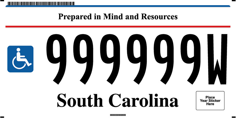 Standard South Carolina license plates: